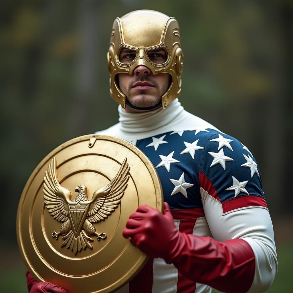 Golden Eagle Superhero in Classic American Costume