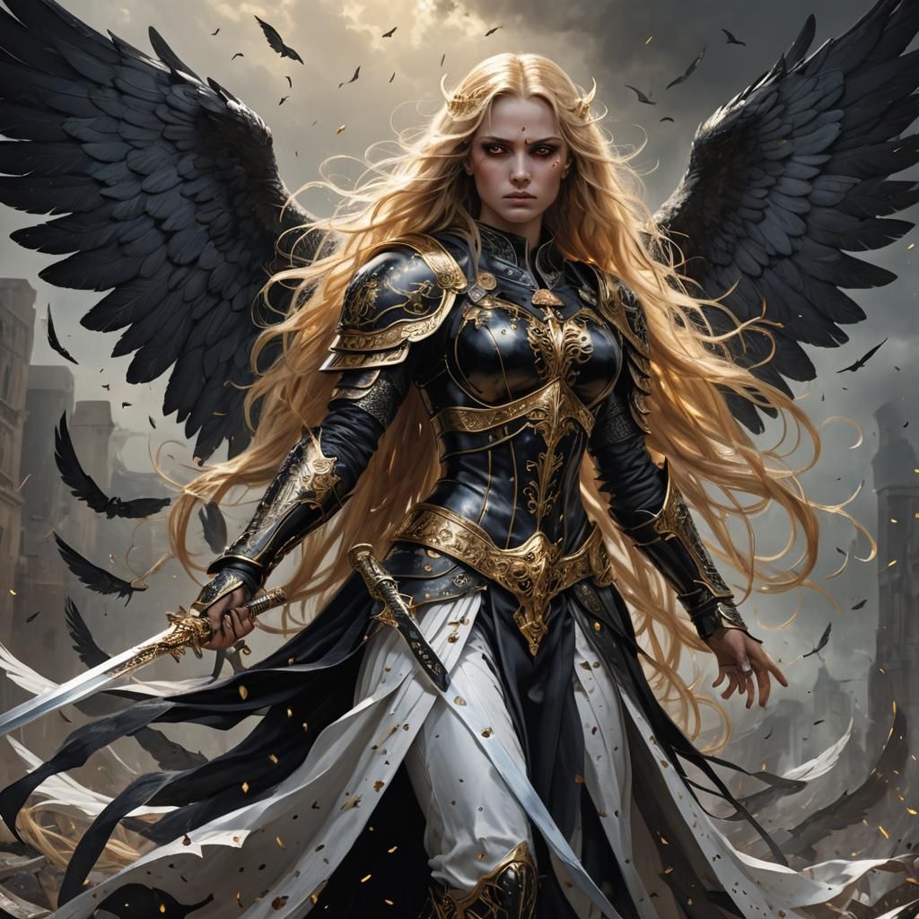Fallen Aasimar Angel with Sword, Sinister Art