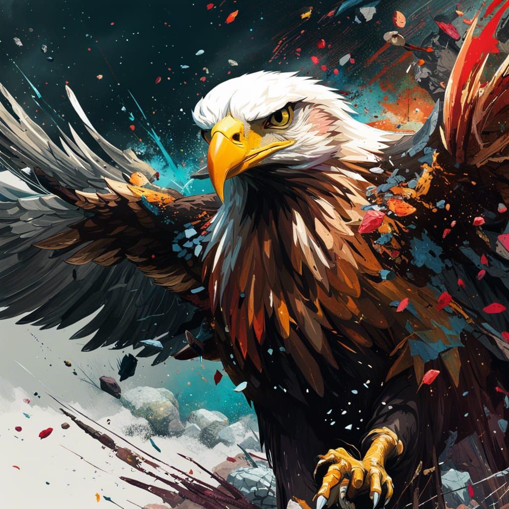 Majestic Eagle Soaring, Hyperdetailed Digital Art