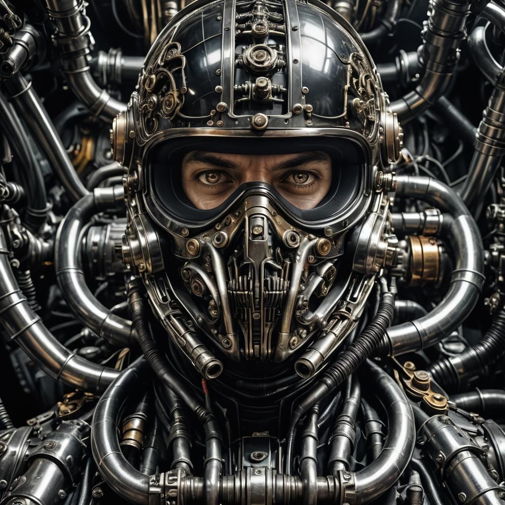 Biomechanical Racing Driver in Giger Style