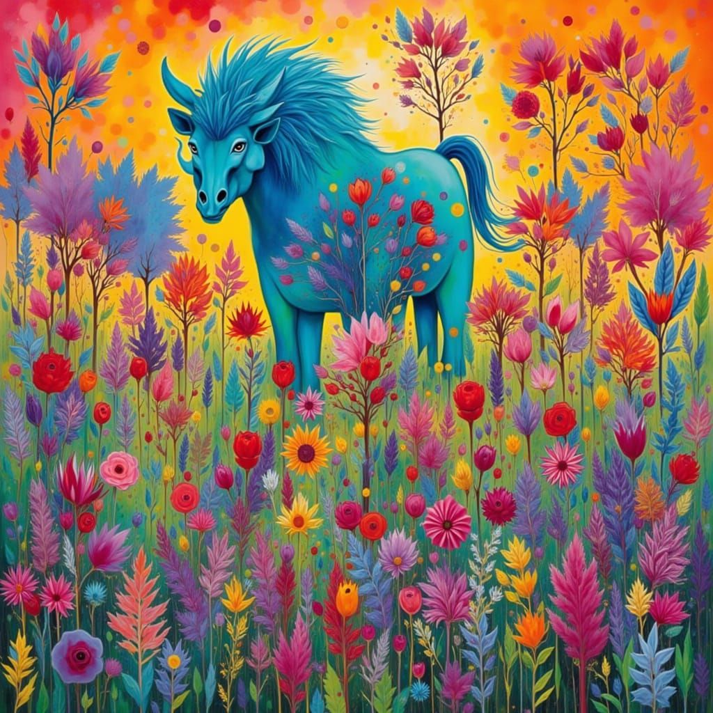 Enchanting Garden Scene with Pagan Moon Influence