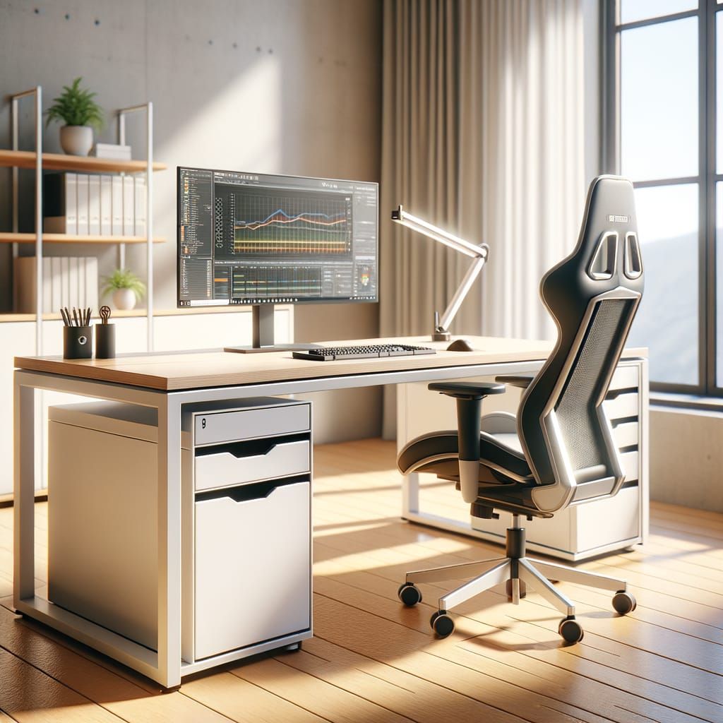 Modern Single-Person Workstation in Bright Office Space