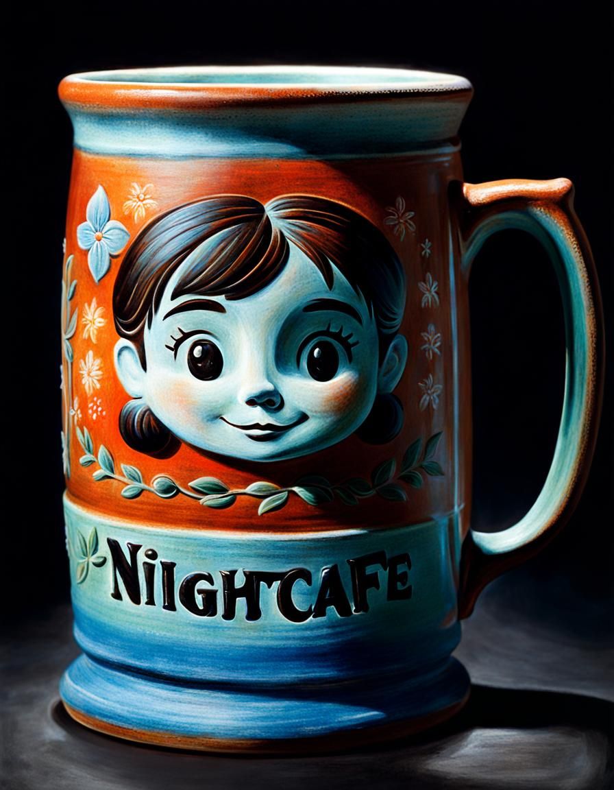 Nightcafe Mug in Chalk Art Style