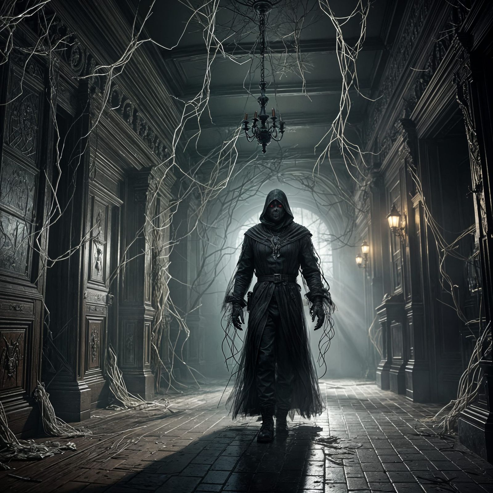 Scary Halloween Scene in 3D Cinematic Style