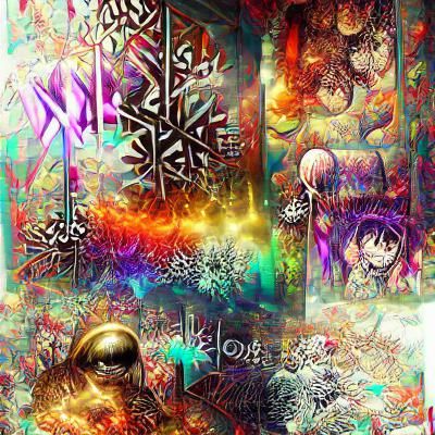 Abstract Psychedelic Glitter Art in Metal Style