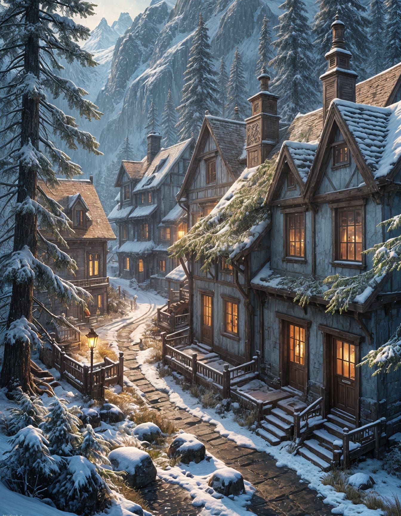 Winter Landscape in Hyper-Realistic Digital Art