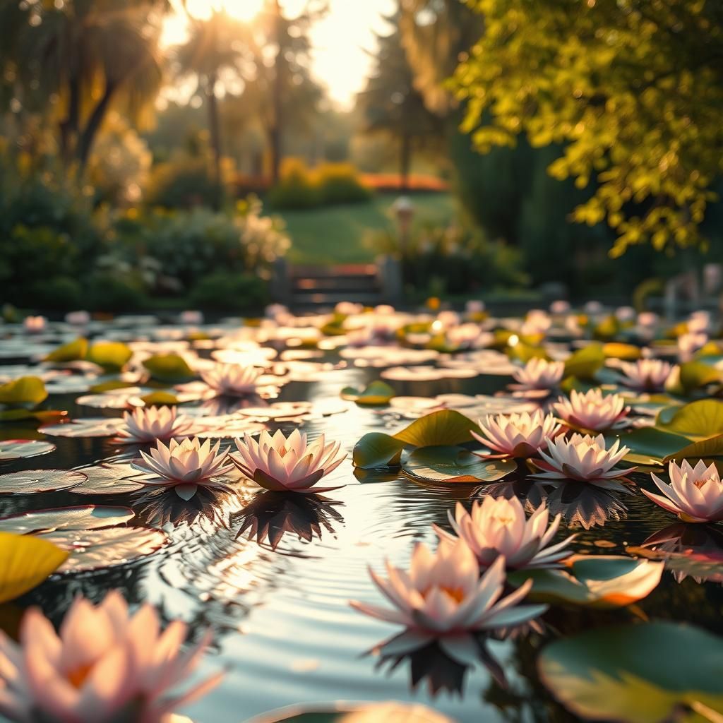 Dreamy Water Garden in Pastel Hues