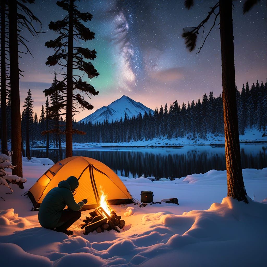 Winter Solitude in Snowy Pine Forest