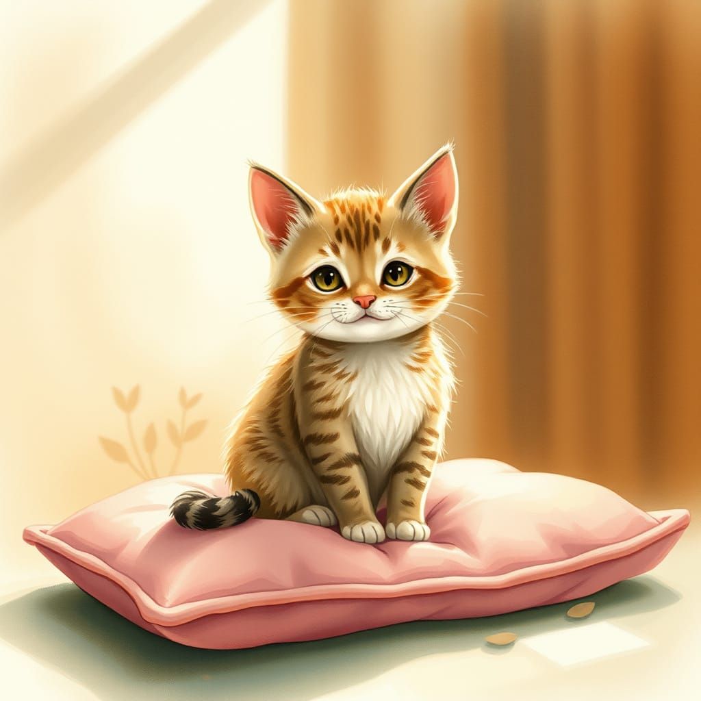 Whimsical Watercolor Feline