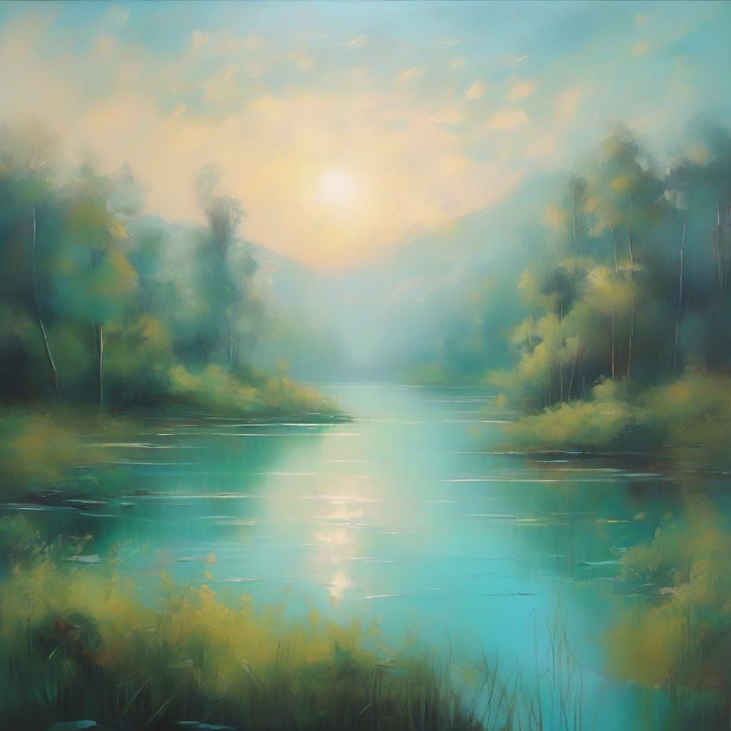 Serene Turquoise Lake Radiates Ethereal Glow