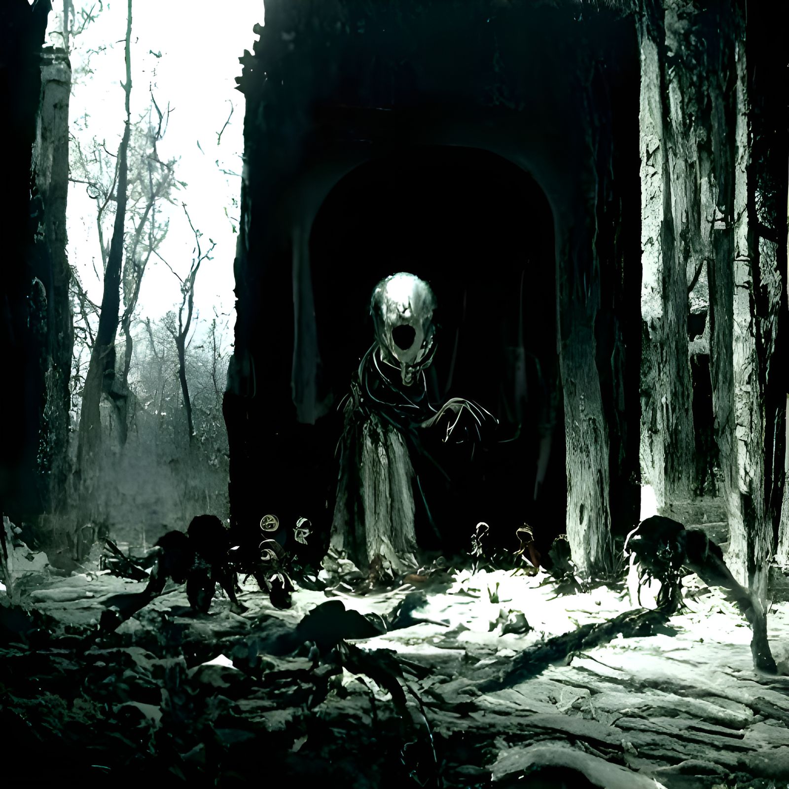 Haunted Woods: A Solitary Figure's Last Journey