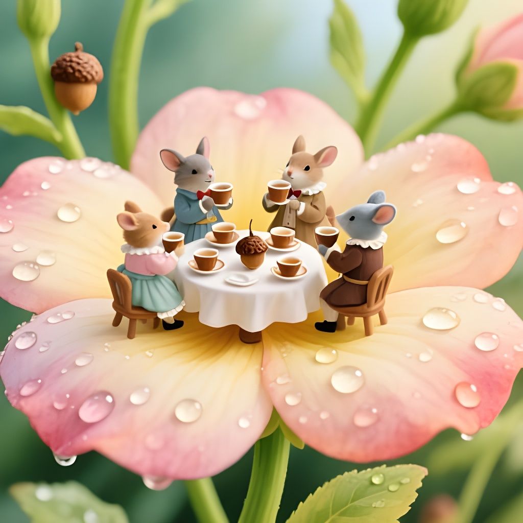 Whimsical Tea Party on Giant Flower Petal