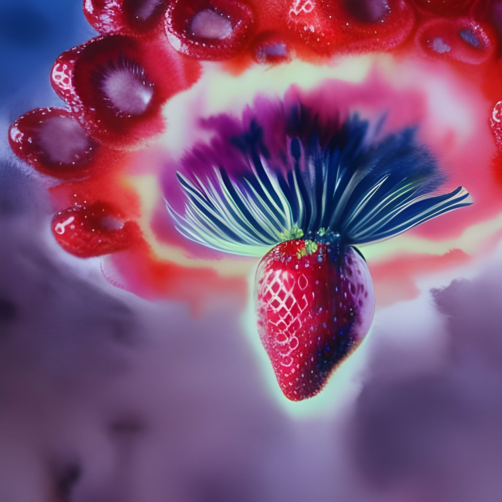 Strawberry Nuclear Explosion: Watercolor Concept Art