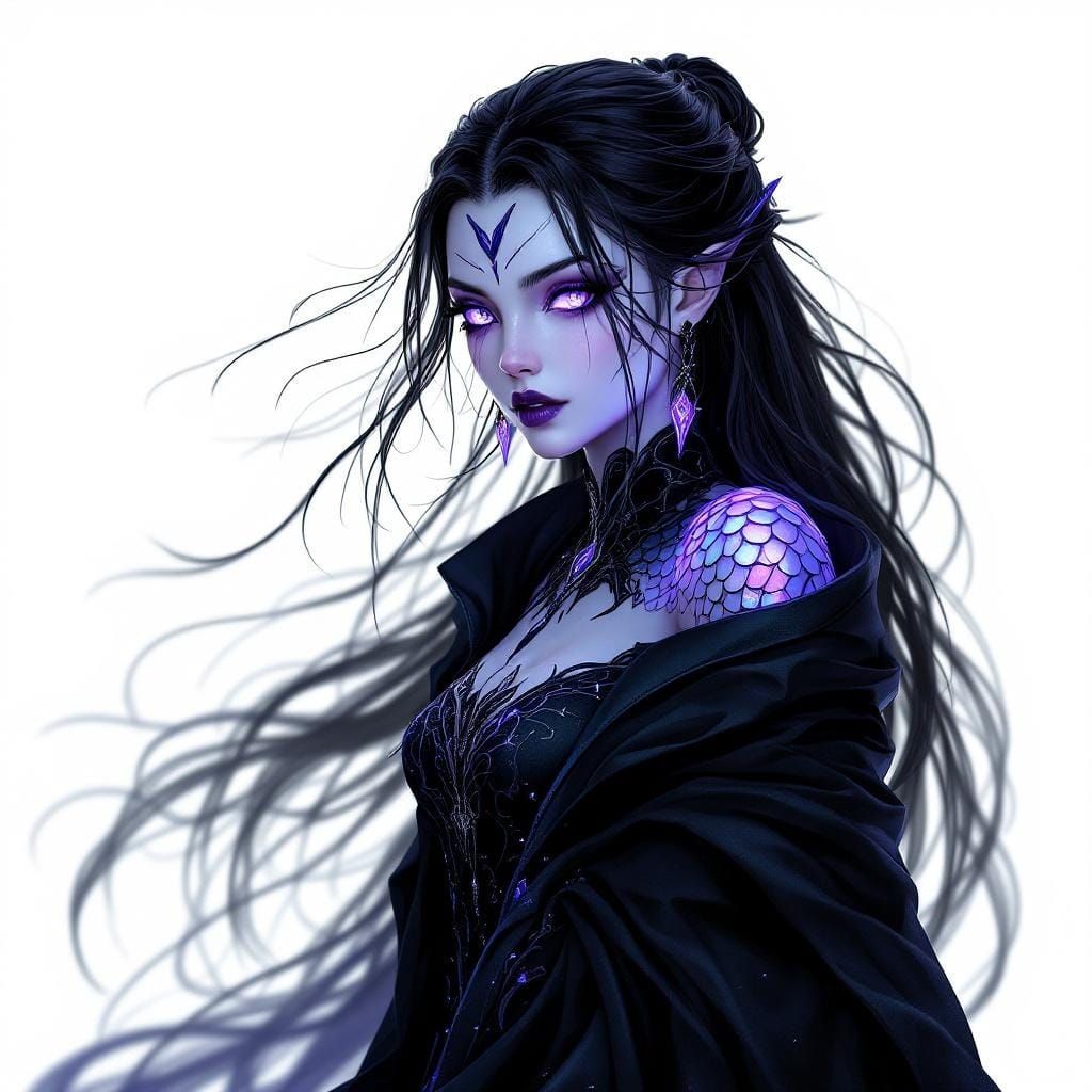 Yuan-ti Priestess with Violet Eyes in Digital Art