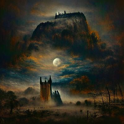 Surreal Phantasmagorical Castle in Dream Landscape