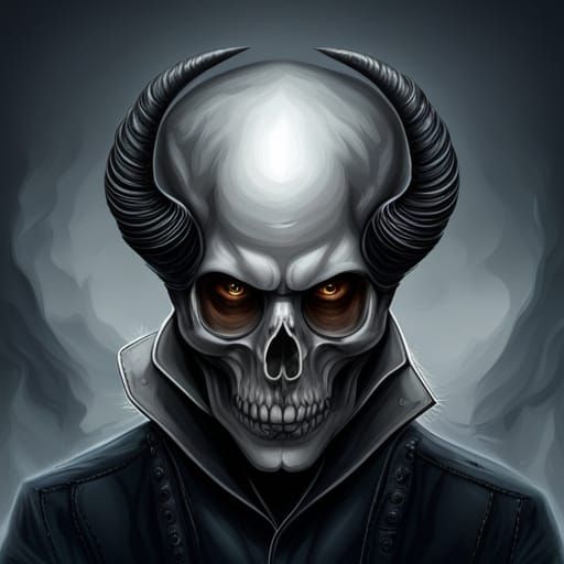 High Gothic Demonic Skull with Goat Horns