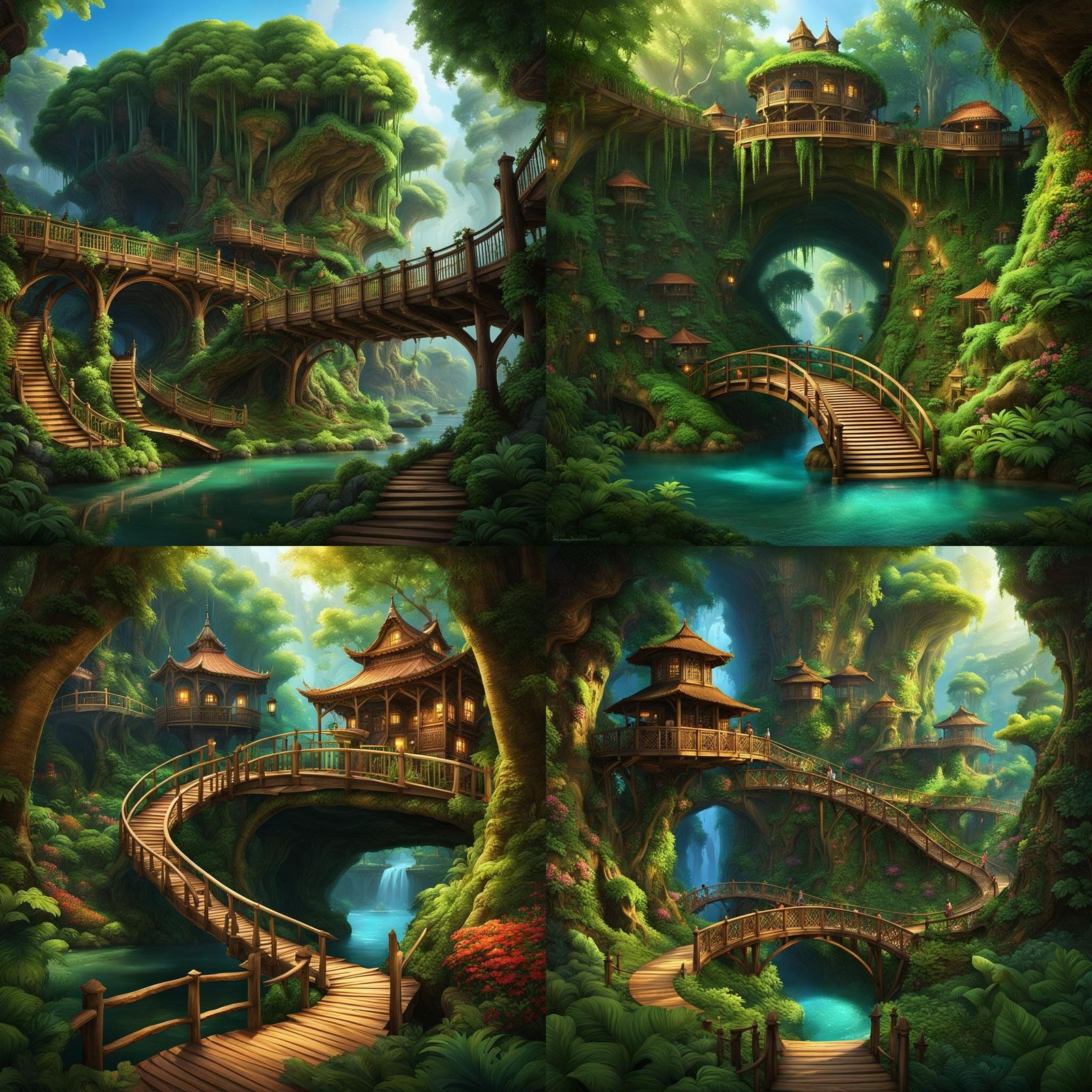 Magical Underground Forest with Treehouses