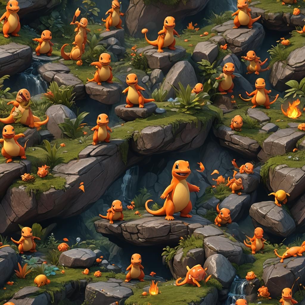 Detailed Charmander Matte Painting in 8k