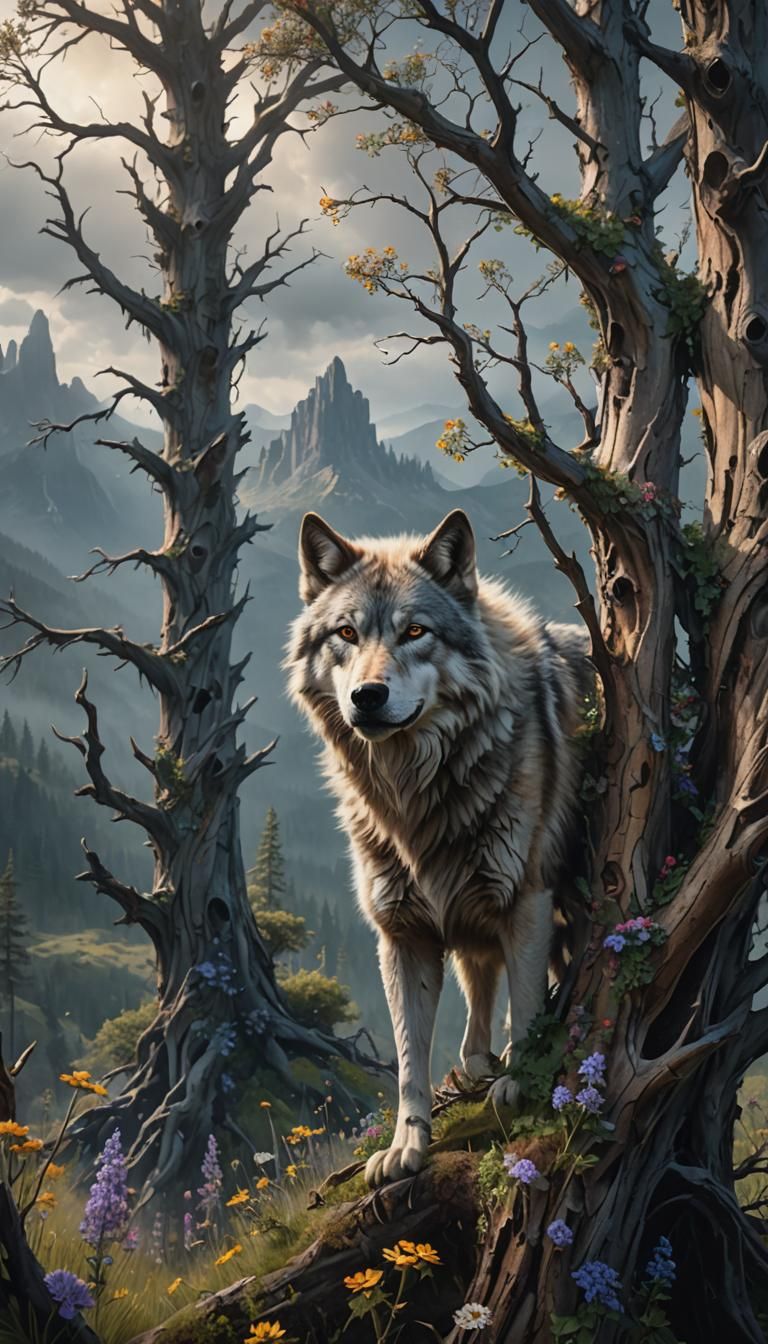 Ghost Wolf in Forest: Digital Matte Painting