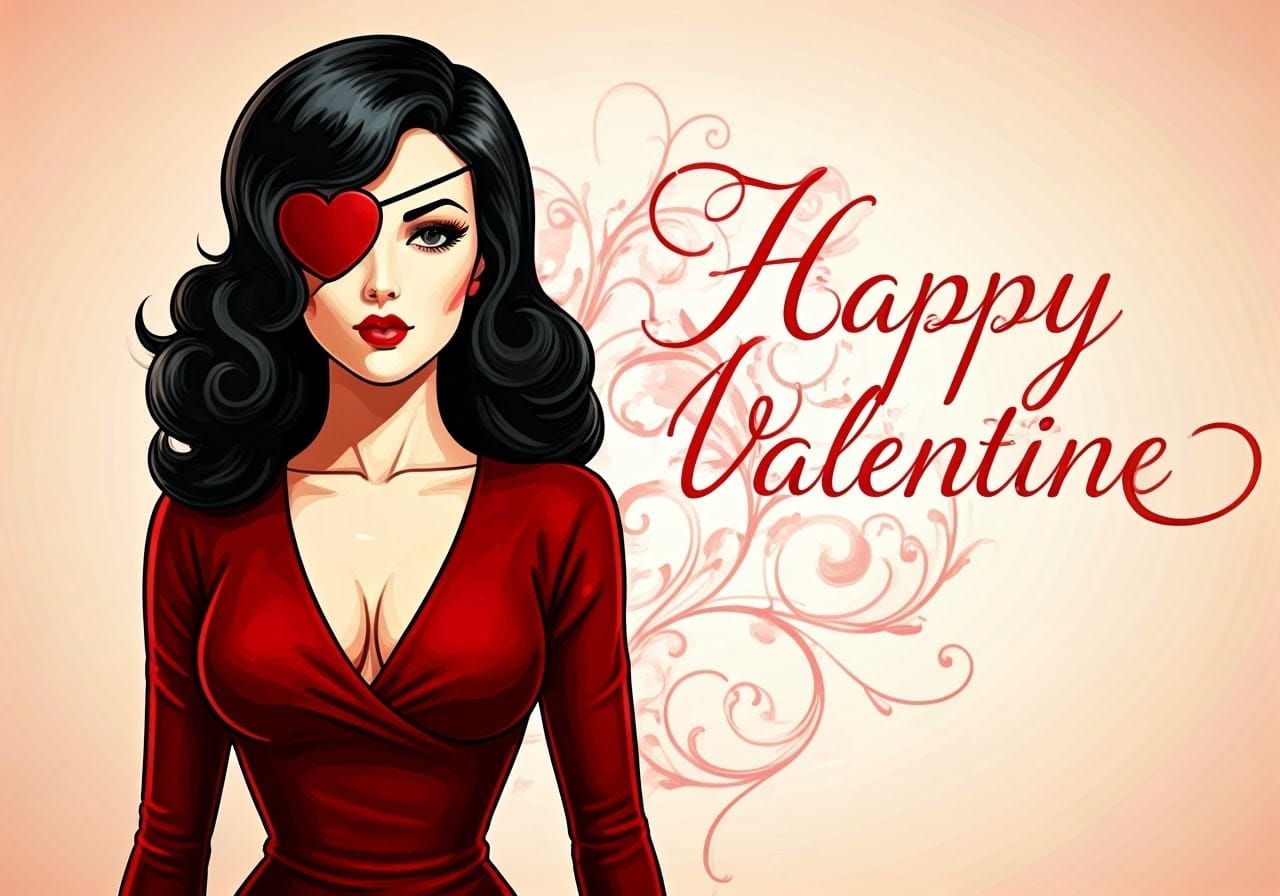 Glamorous Valentine's Day Pin-Up in Rich, Velvety Colors