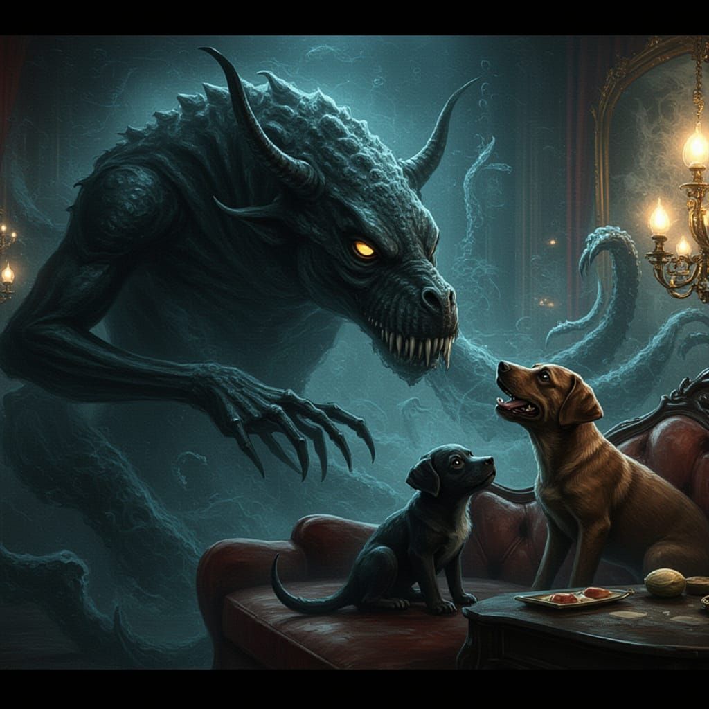 Grimepunk Horrorcore Anime Monsters Petting Ghost Puppies