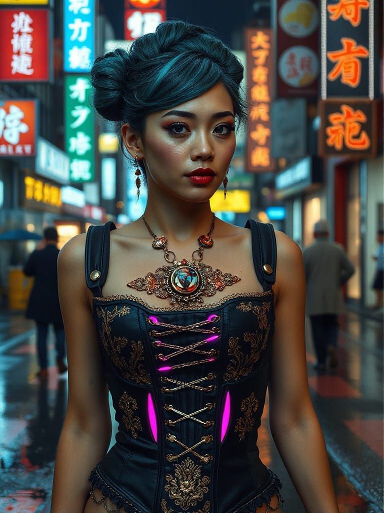 Cyberpunk Goddess in Neon Tokyo