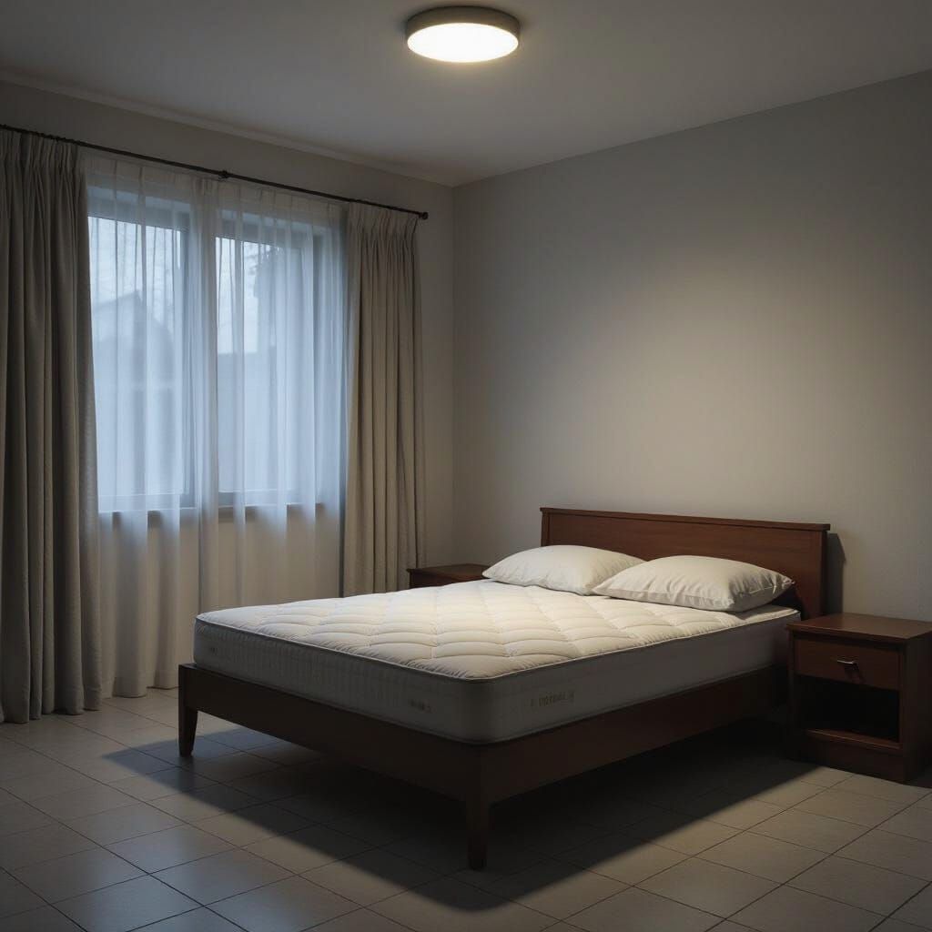 Quiet Modern Bedroom at 2 AM in Dim Light