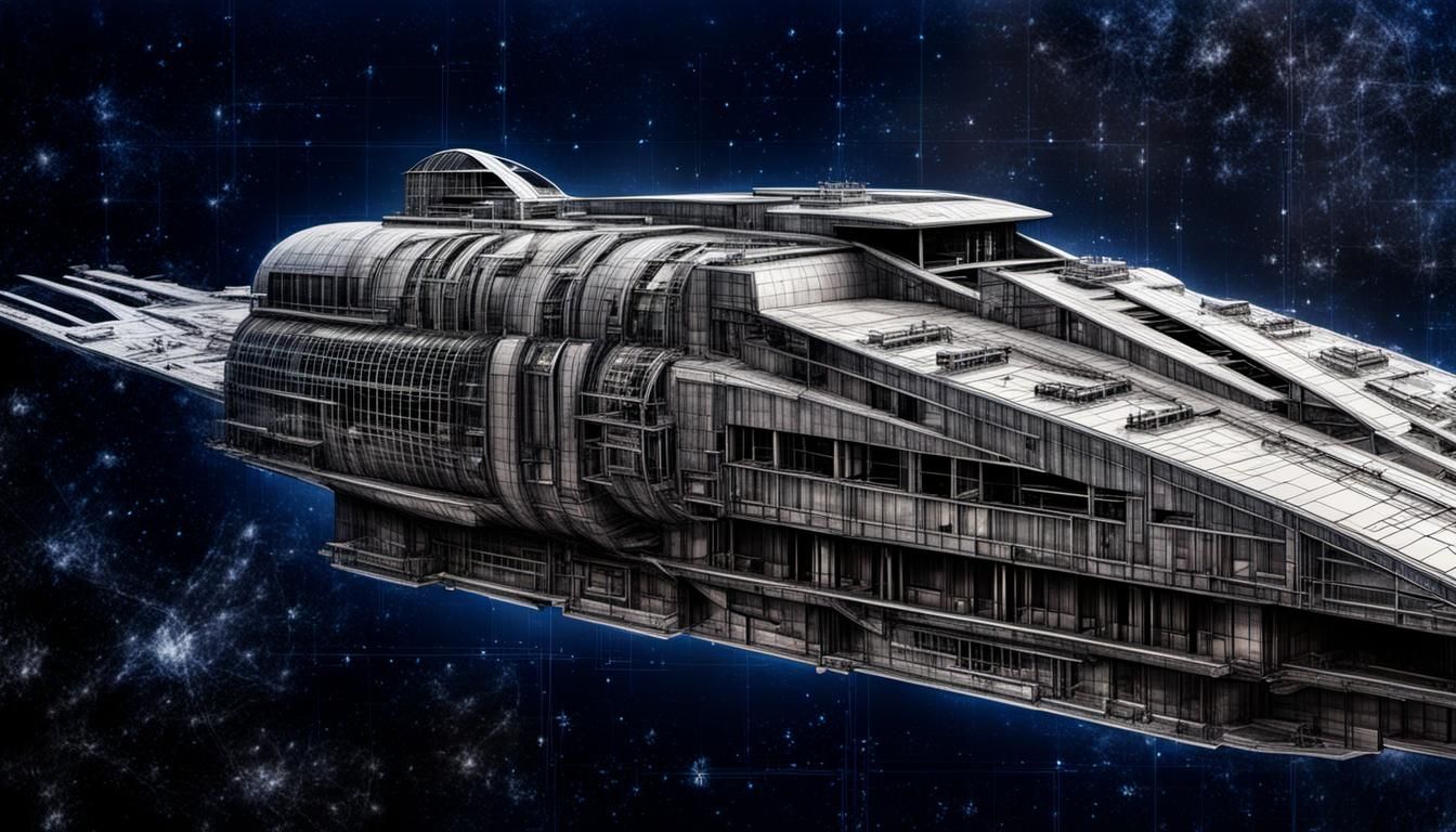 Futuristic Skyscraper Blueprint in Charcoal