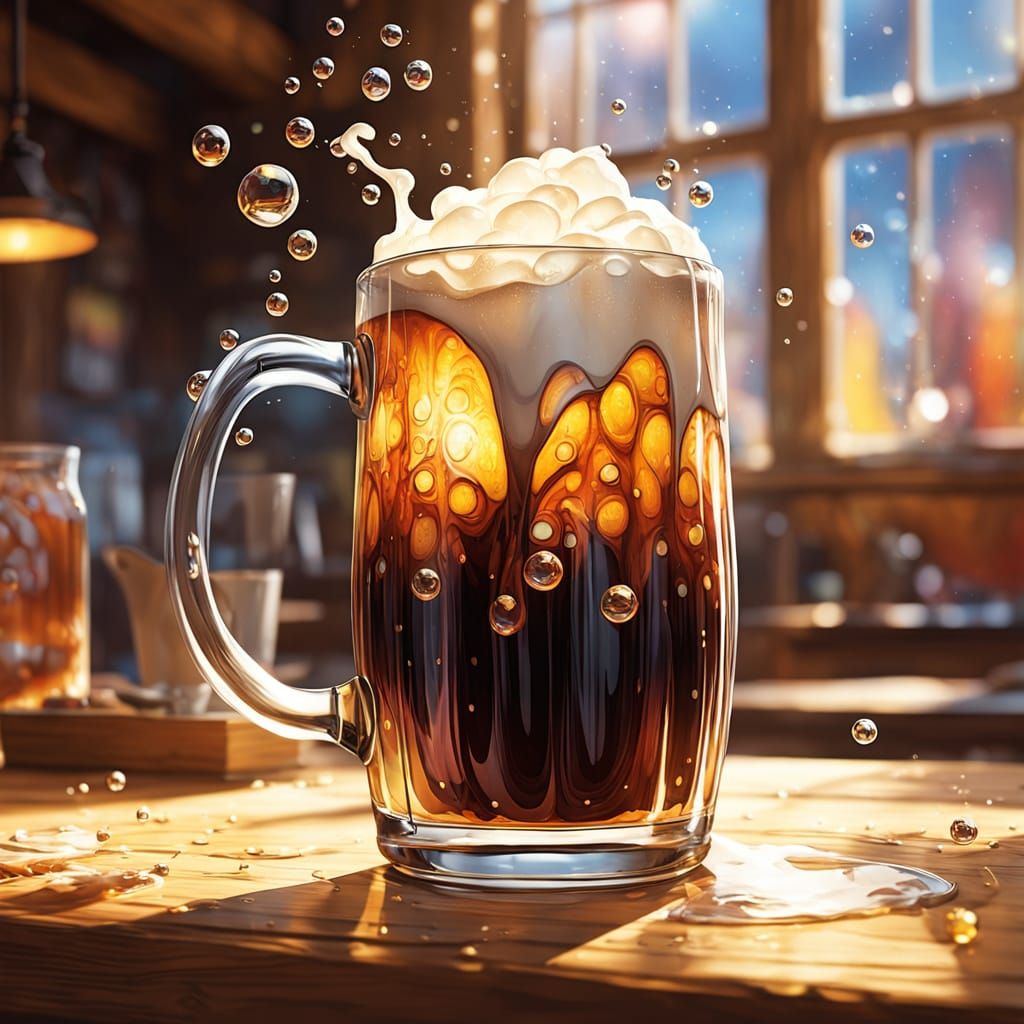 Vibrant Root Beer Mug in Warm Light