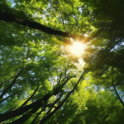 Sunlight Paradise Through Forest Canopy