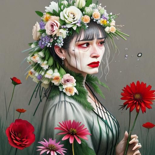 flowers crying over a dead flower