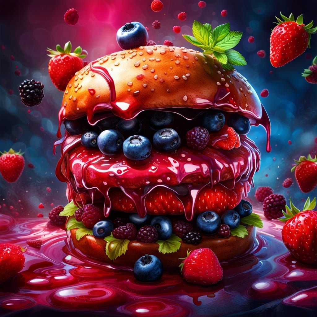 Berry Burger: A Delicious Digital Art Masterpiece