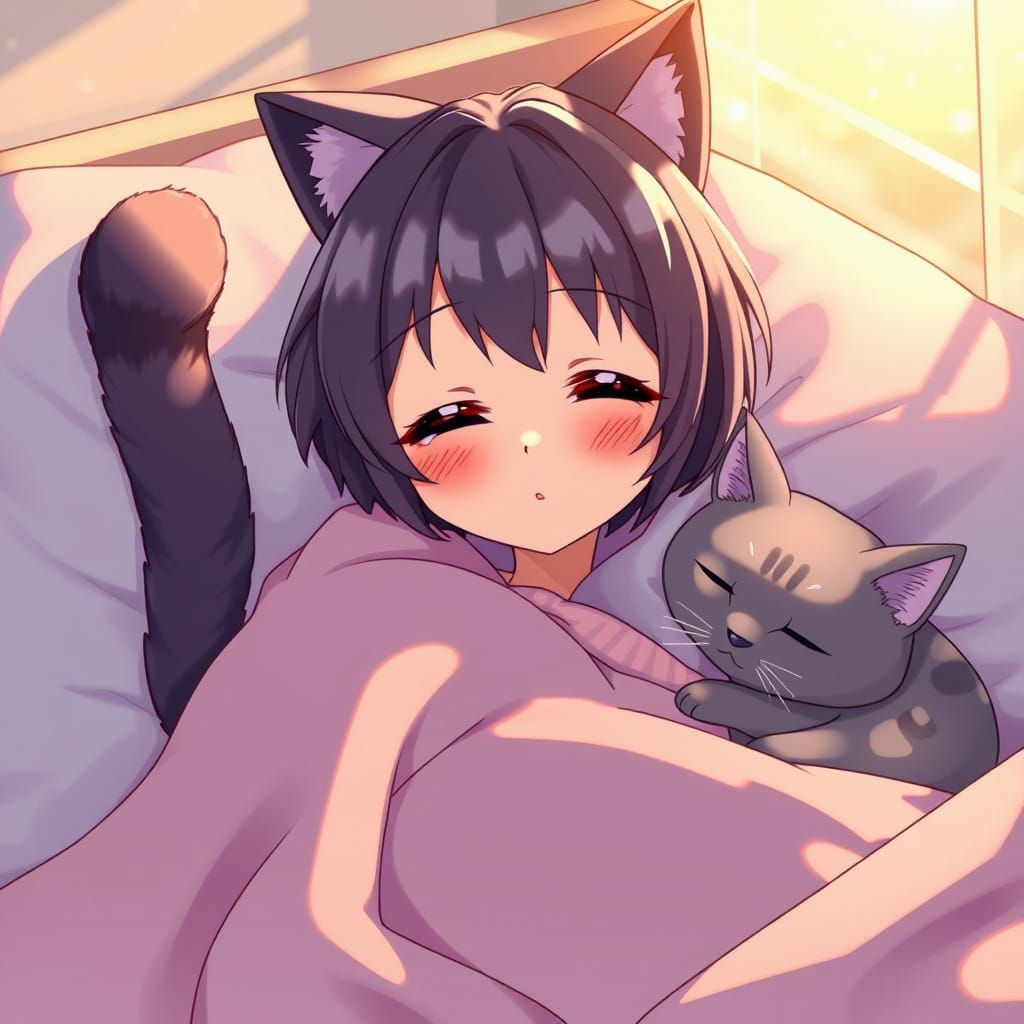 Cute Anime Girl in Vibrant Morning Light