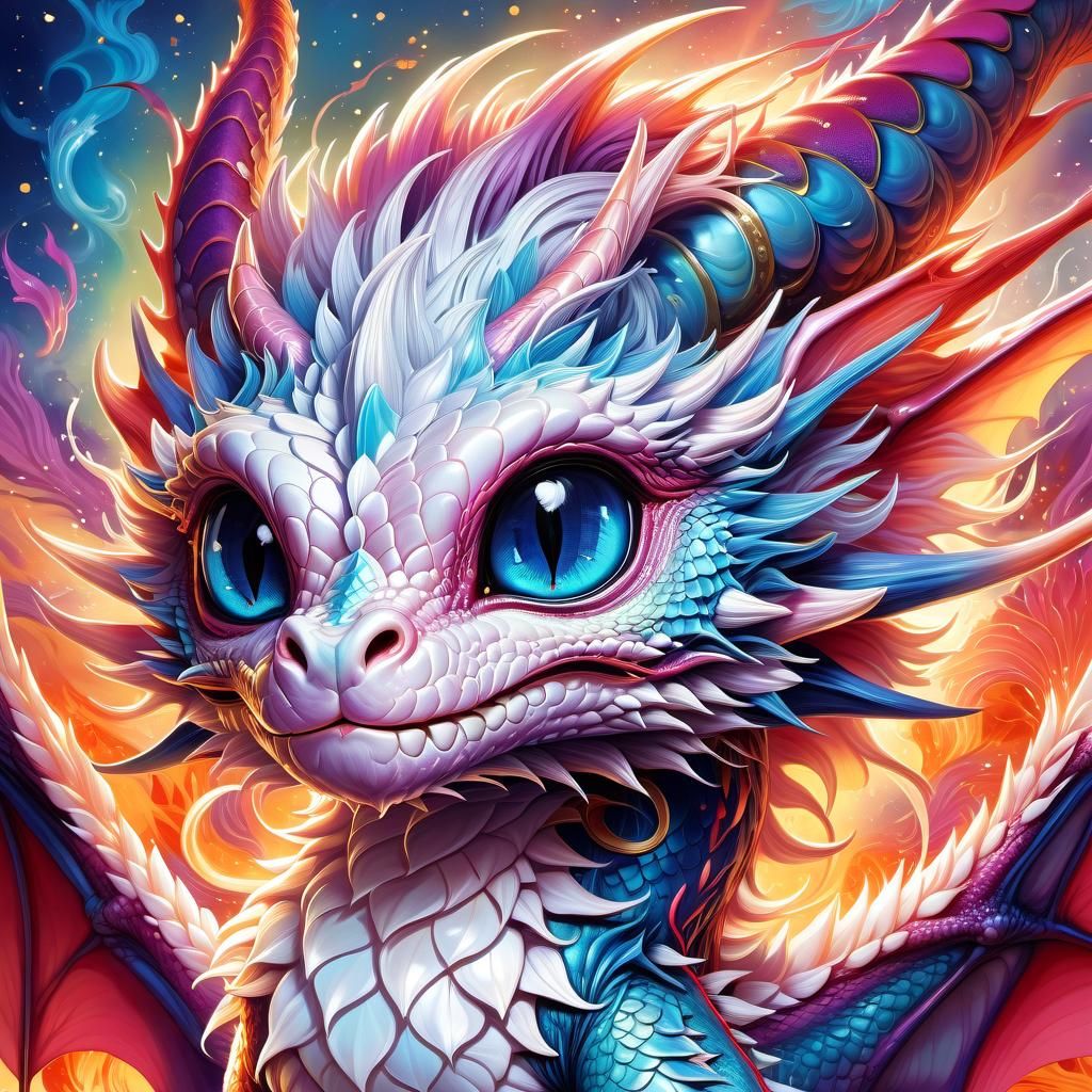 Adorable Chibi Dragon Portrait in Anime Style