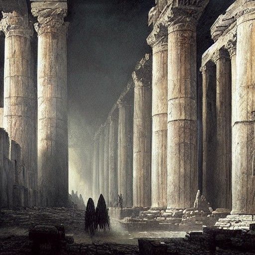 Horror Roman Temple of Death: Doré and Rutkowski Style