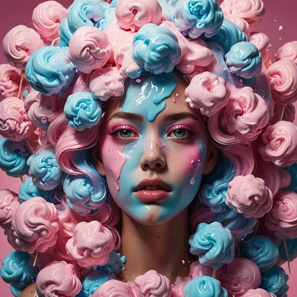 Hyperrealistic Cotton Candy Splash Art