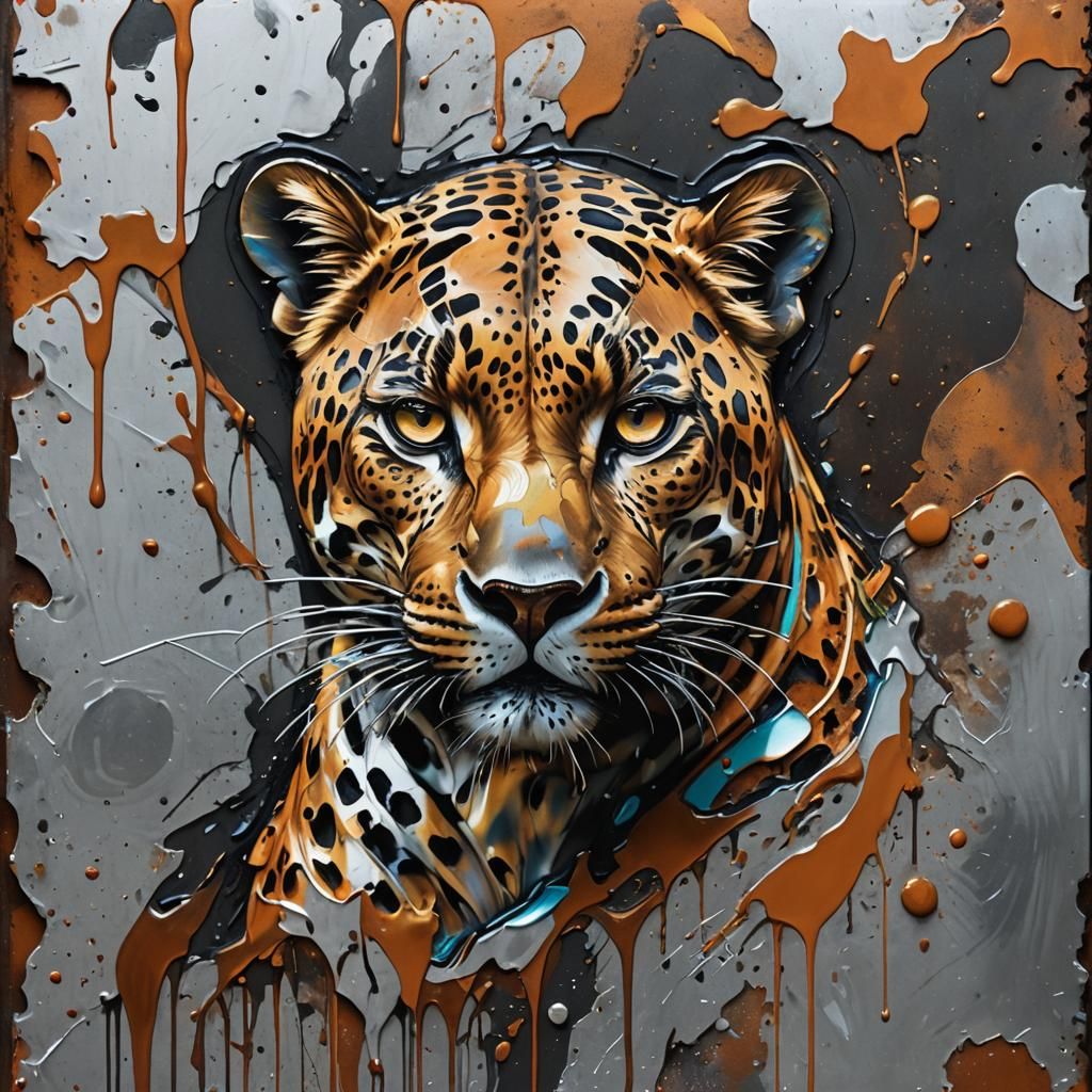 Abstract Leopard Art Panel in Avant-Garde Style