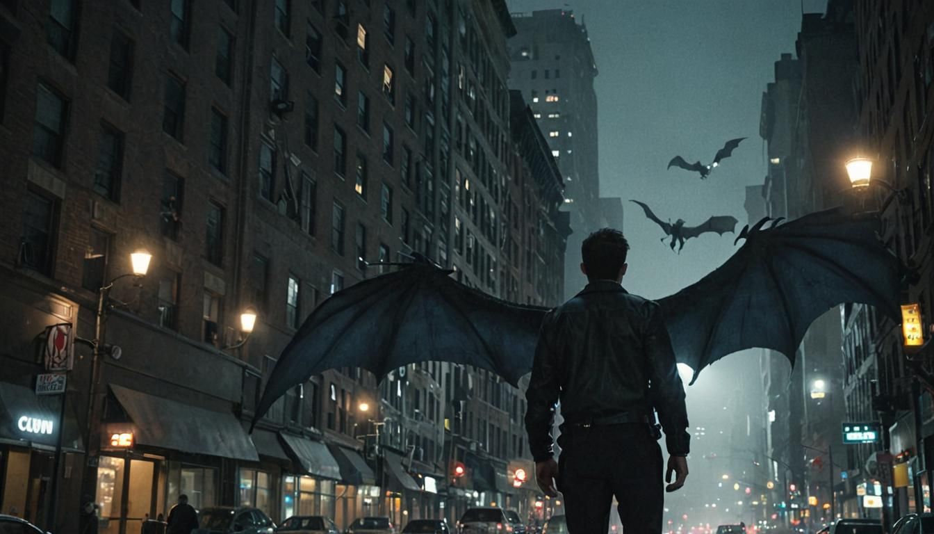Giant Dragon Wing Soars Over City at Night