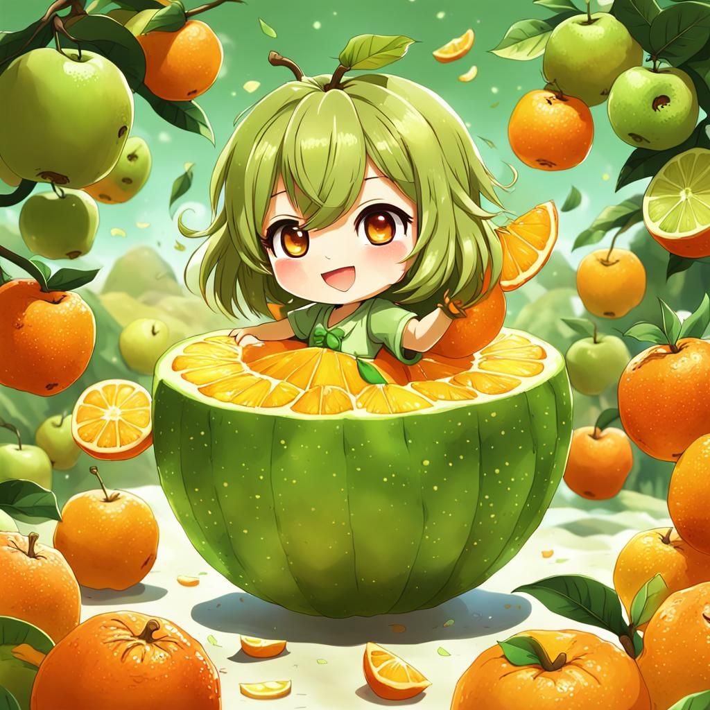 Chibi Fruit Characters Dancing in Anime Style