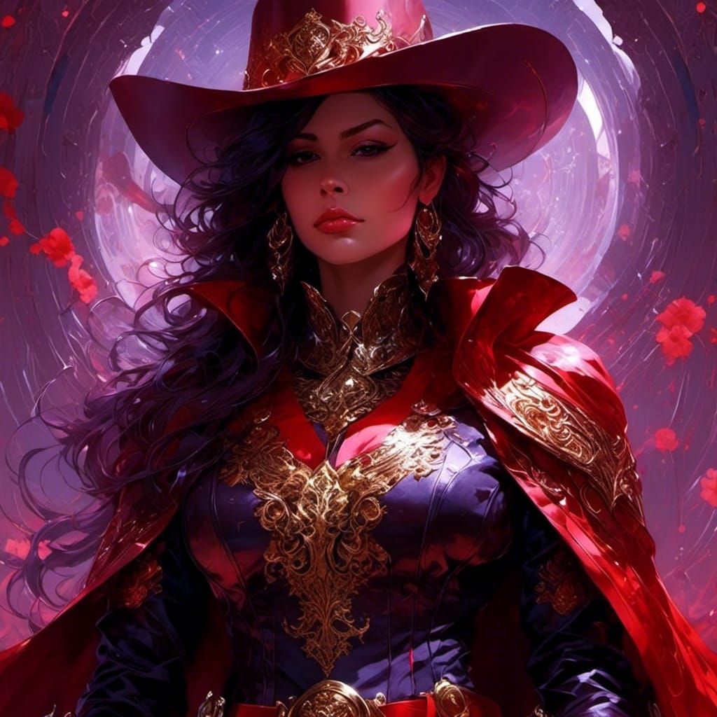 Cowgirl in Embroidered Leathers, Digital Art