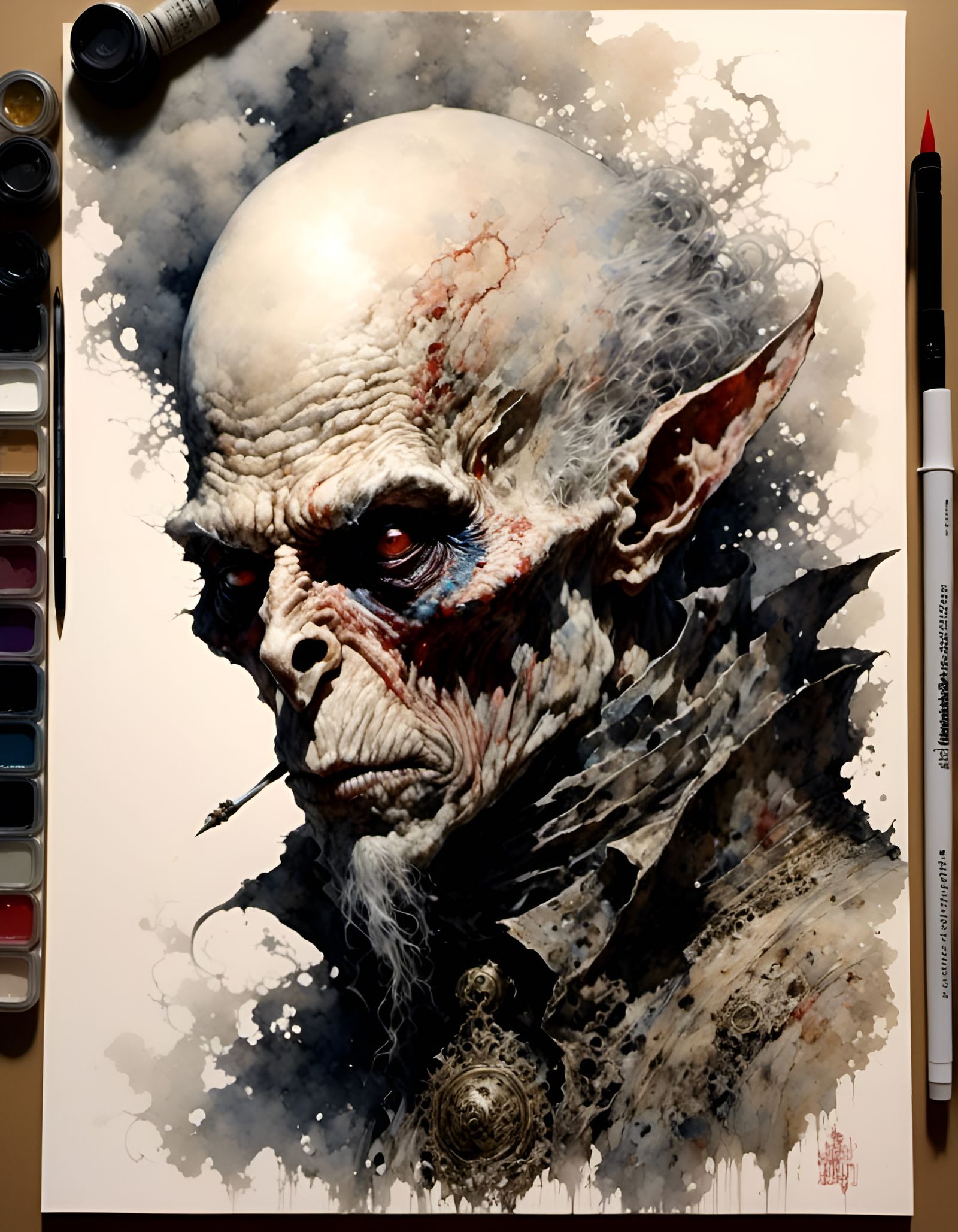 Nosferatu Portrait in Kim Jung Gi Sketch Style