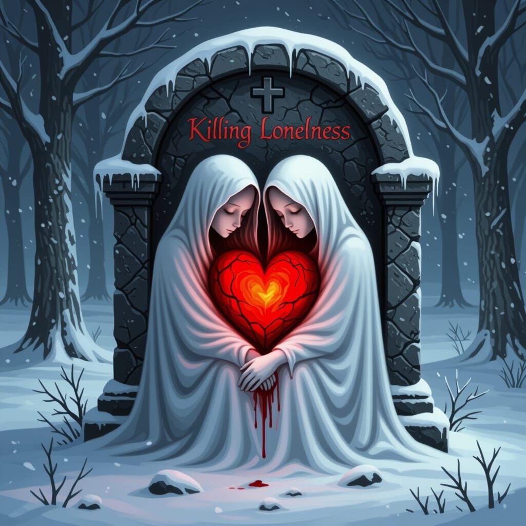 Heart Tomb: AI Art Depicts Loneliness's Embrace