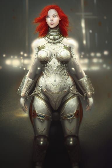 woman with red hair, green eyes, wearing a armor 8k resoluti...