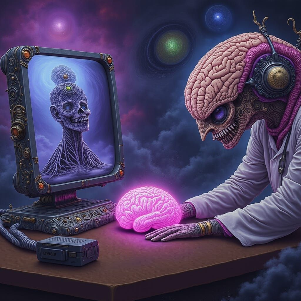 Steampunk Vulture Doctor's Telemedicine Zombie Consultation