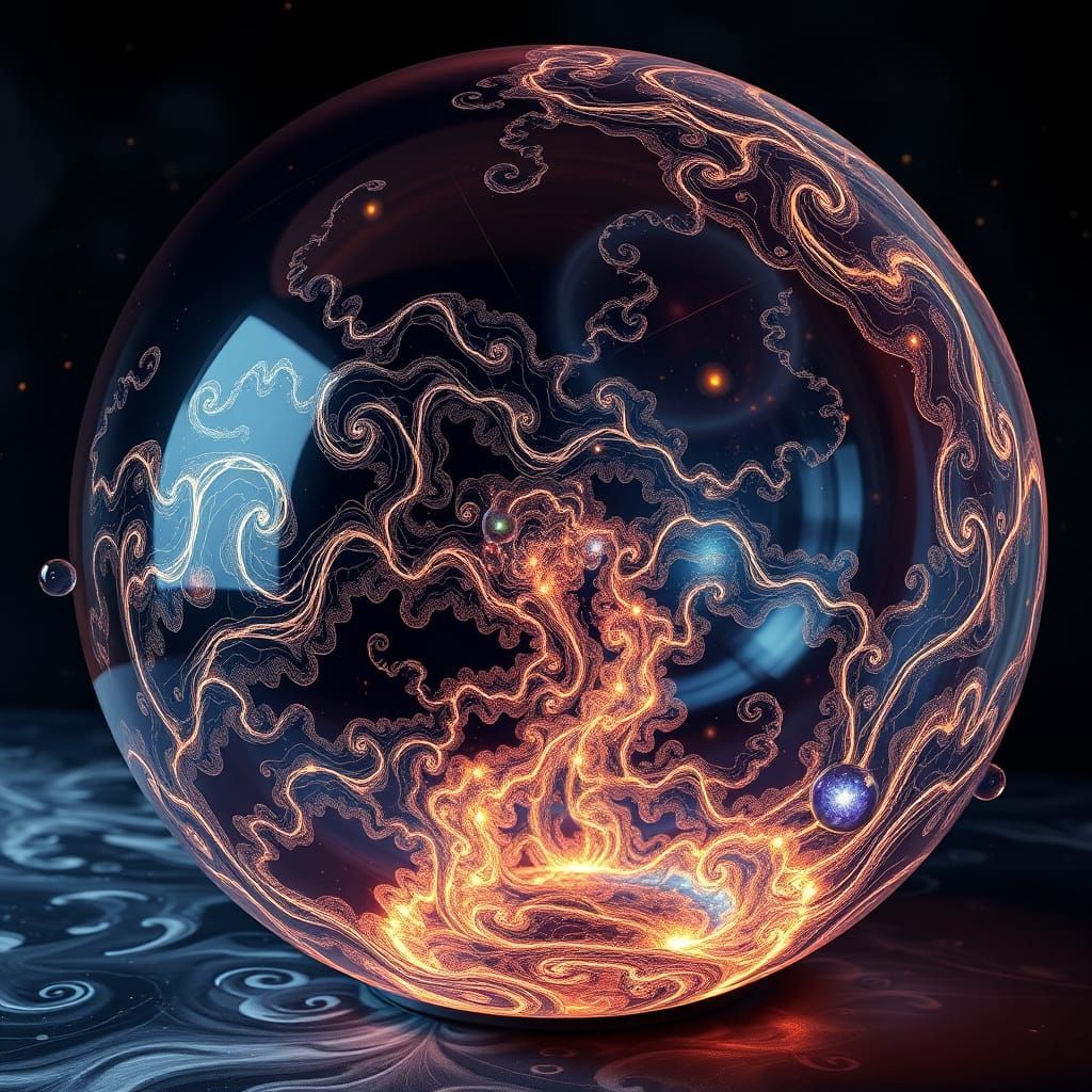 Fractal Cosmic Vortex in Luminous Glass Orb