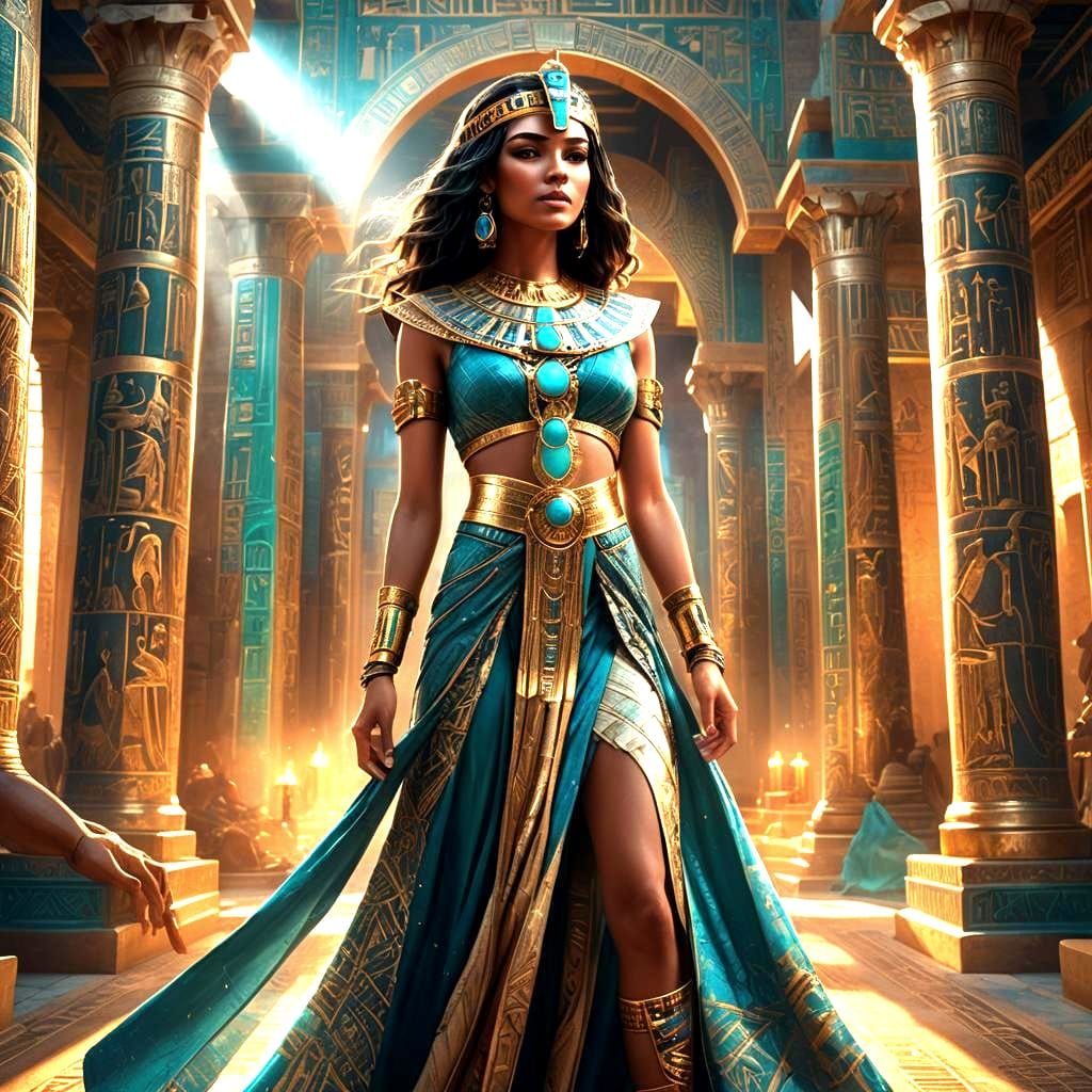 Egyptian Woman in Detailed Matte Painting Style