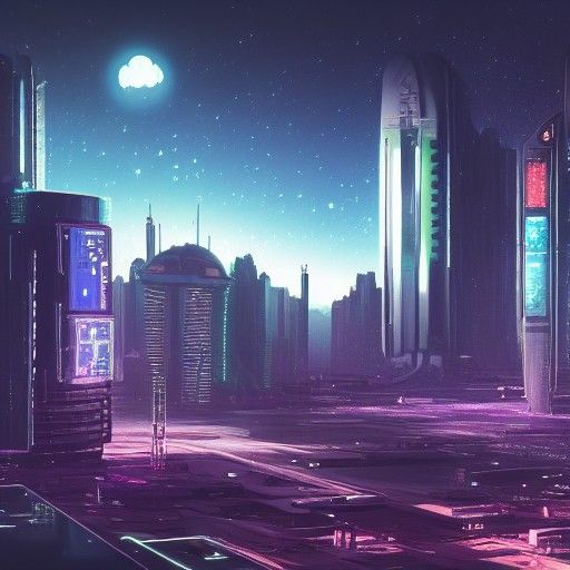 Cyberpunk City on the Moonscape