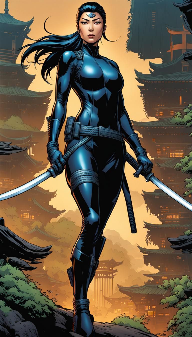 Beautiful Japanese Ninja Kunoichi in Stealth Suit