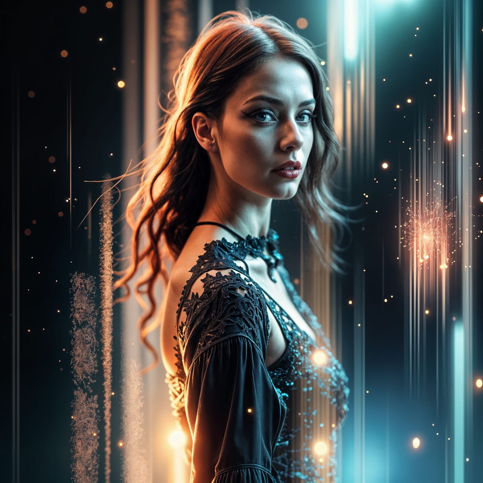 Gothic Glitch Art Female in Hyperdefinition