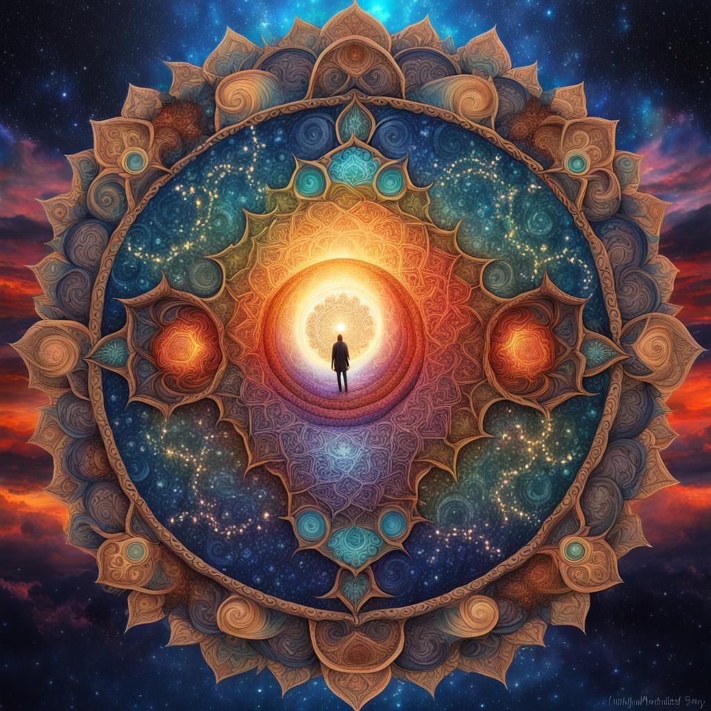 Epic Fantasy Infinity Mandala in Surreal Style